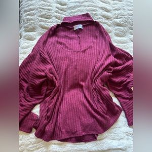 💓 Urban outfitters burgundy loose knit long sleeve sweatshirt top stretchy